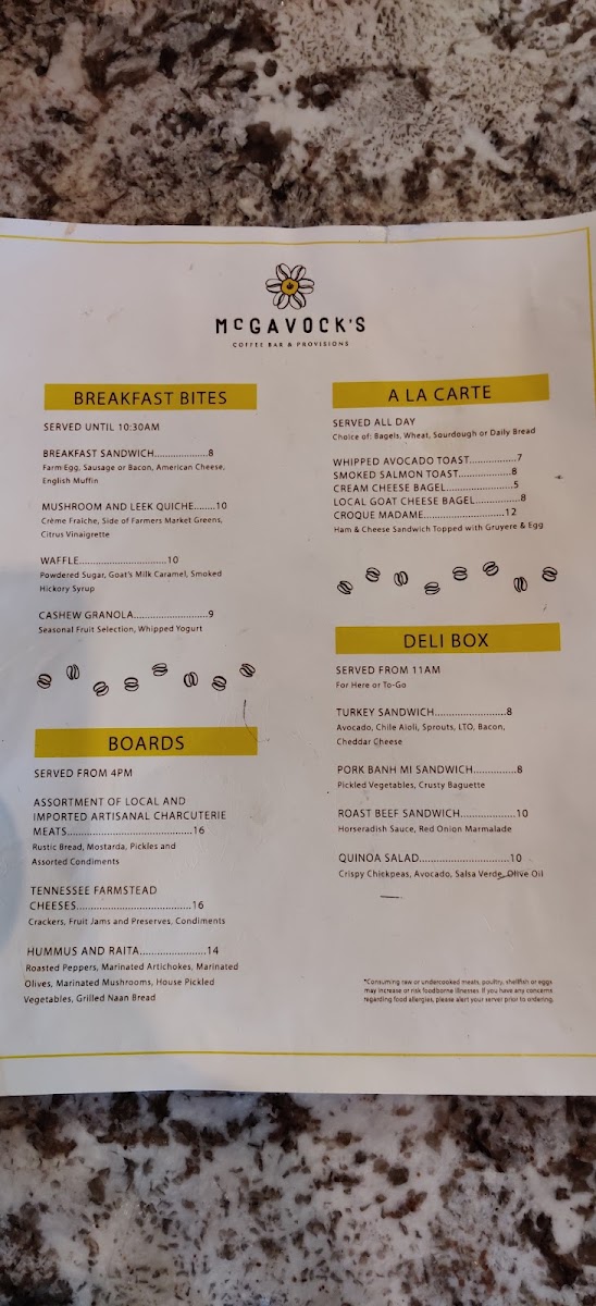 McGavock's Coffee Bar & Provisions Photo Menu 3