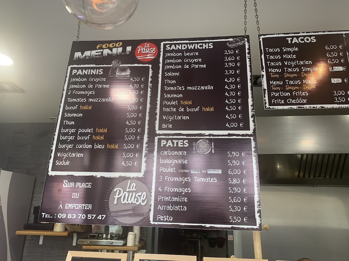 La Pause Photo Menu 1
