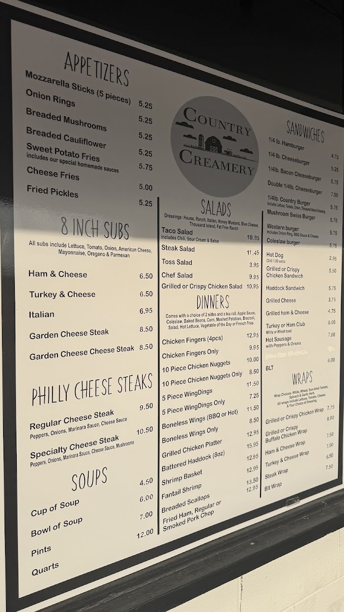 Country Creamery Photo Menu 1