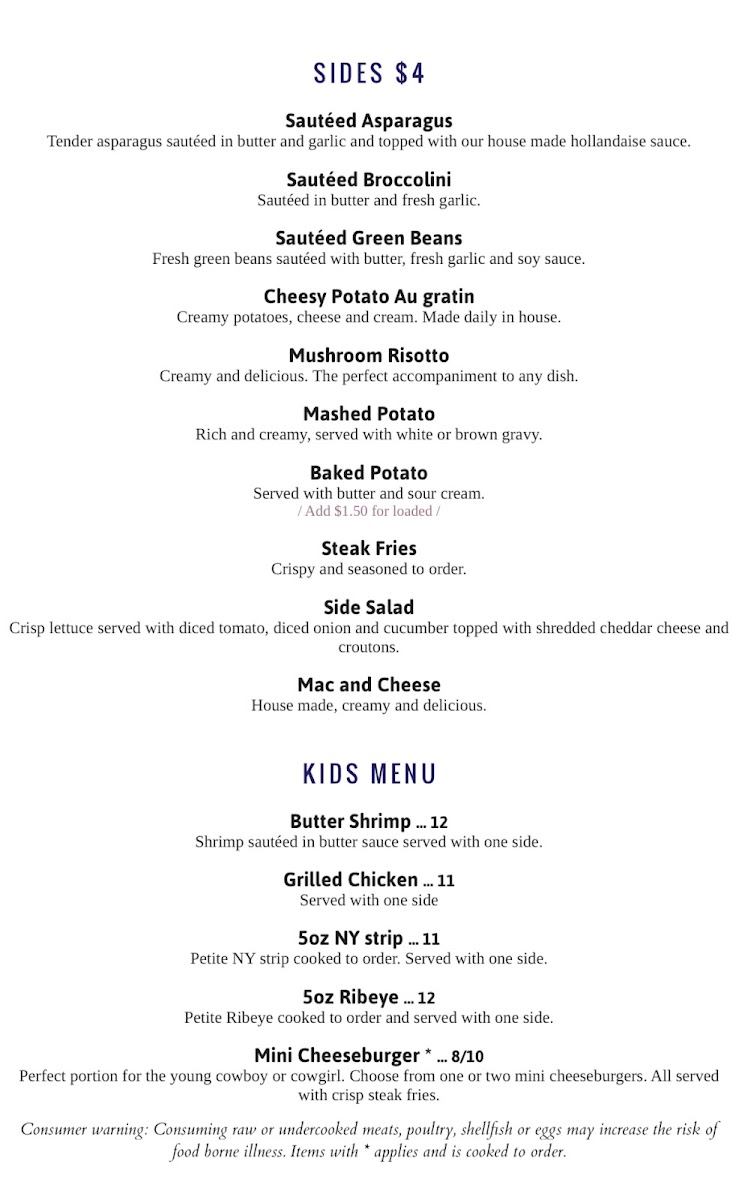 Five Spur Steakhouse Photo Menu 2