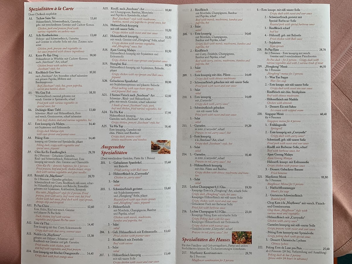 Mayflower Photo Menu 1