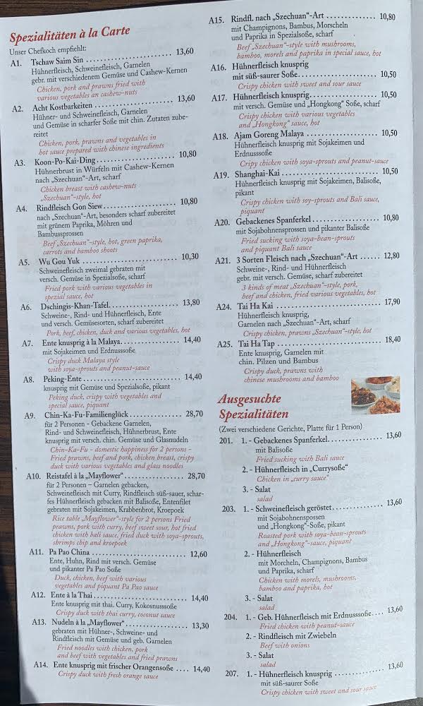 Mayflower Photo Menu 6