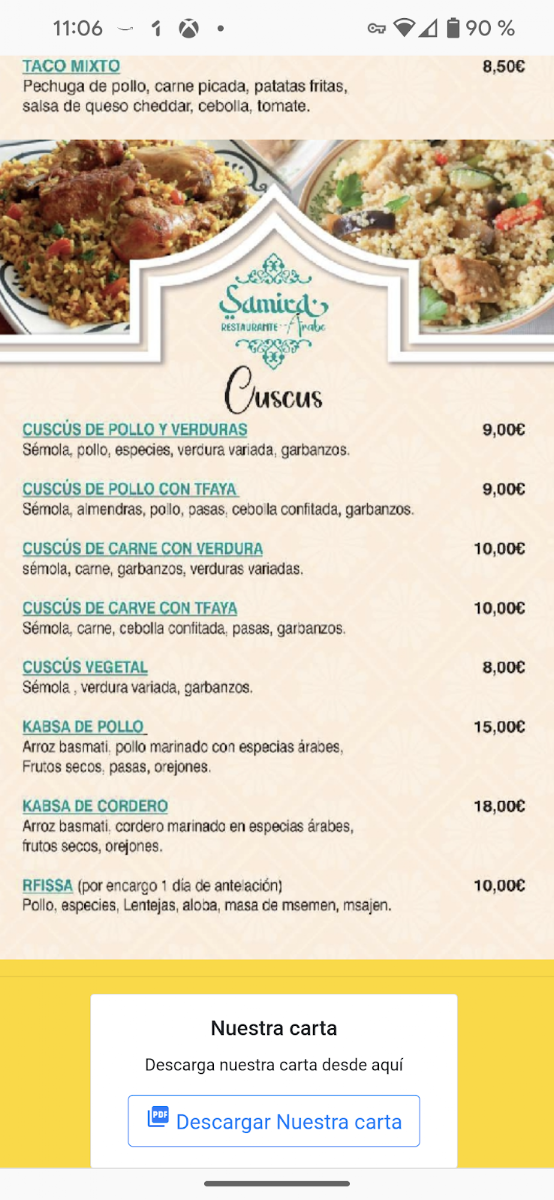 Restaurante árabe Samira halal Photo Menu 10