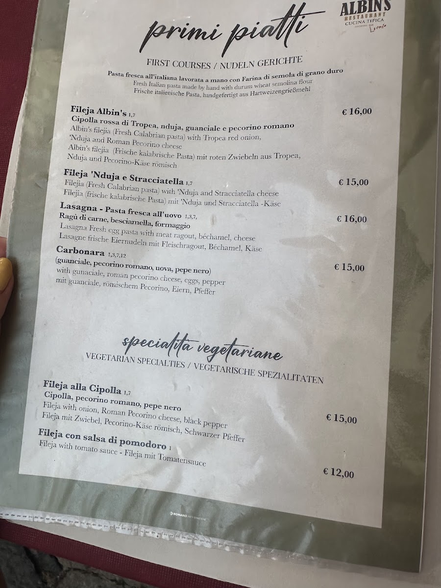 ALBIN’S RESTAURANT Photo Menu 9