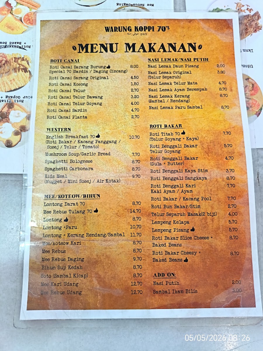 Warung Koppi 70's Sungai Buloh Photo Menu 4