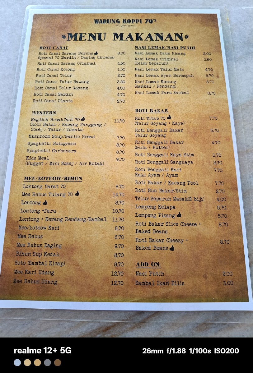 Warung Koppi 70's Sungai Buloh Photo Menu 6