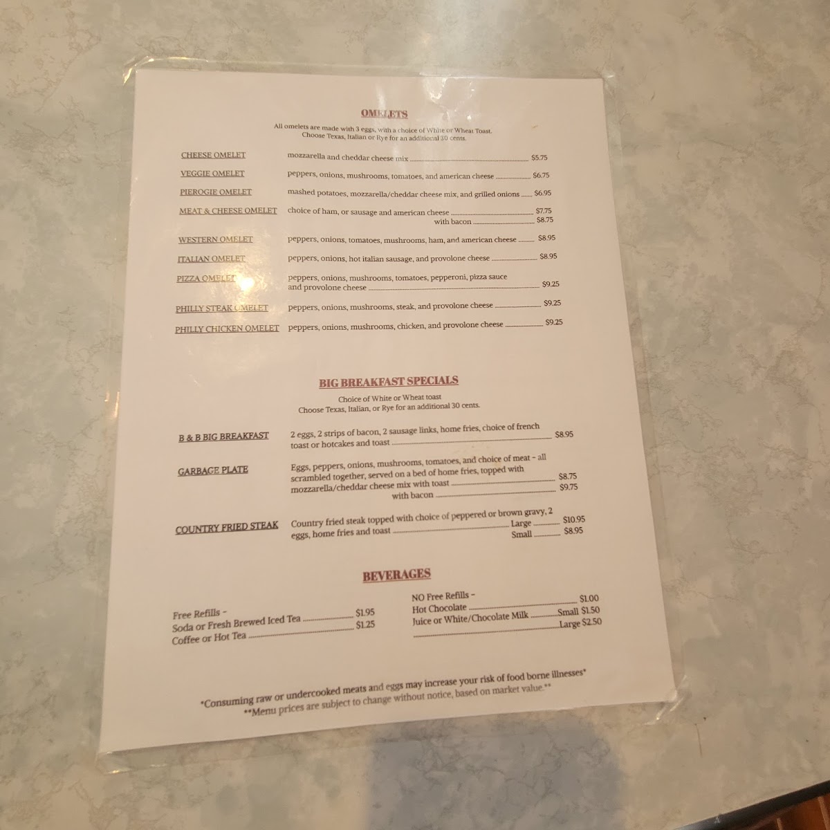 B & B Family Diner Photo Menu 2