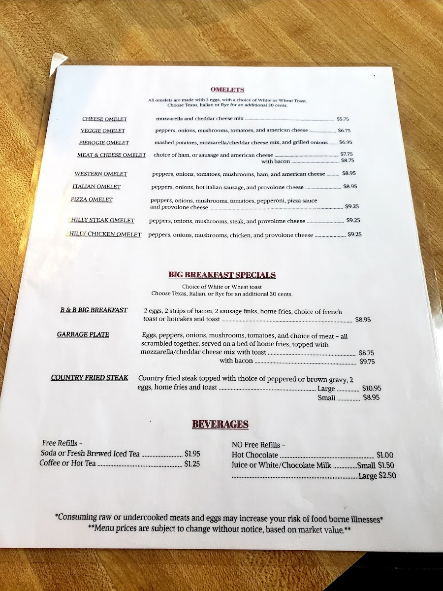 B & B Family Diner Photo Menu 3