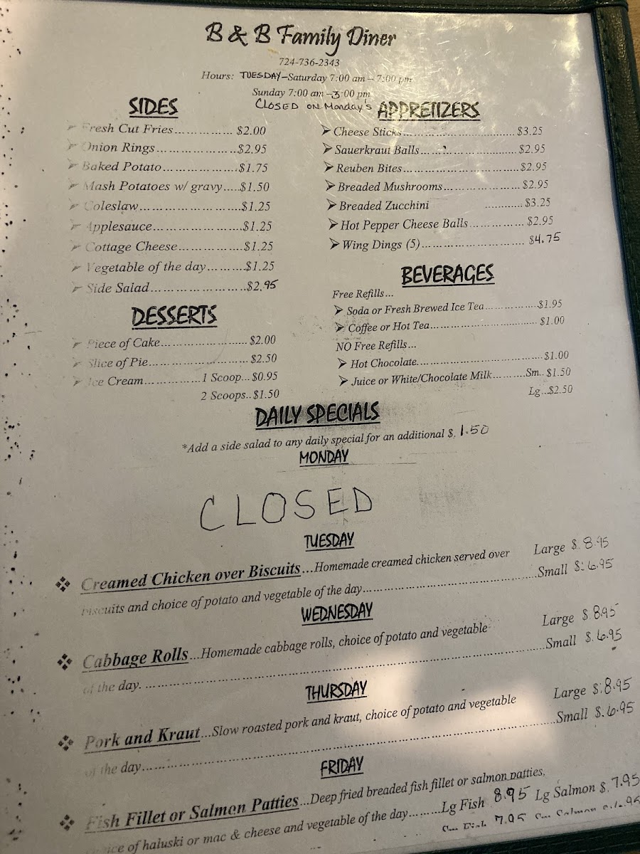 B & B Family Diner Photo Menu 4