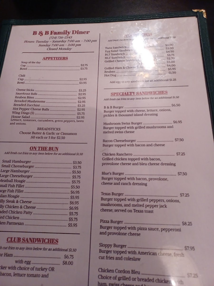 B & B Family Diner Photo Menu 5