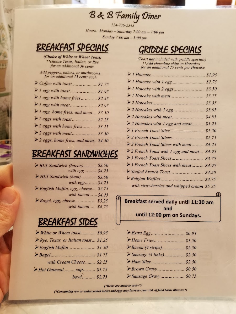 B & B Family Diner Photo Menu 8