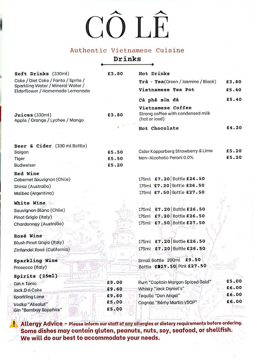 Cô Lê Vietnamese Restaurant Photo Menu 1