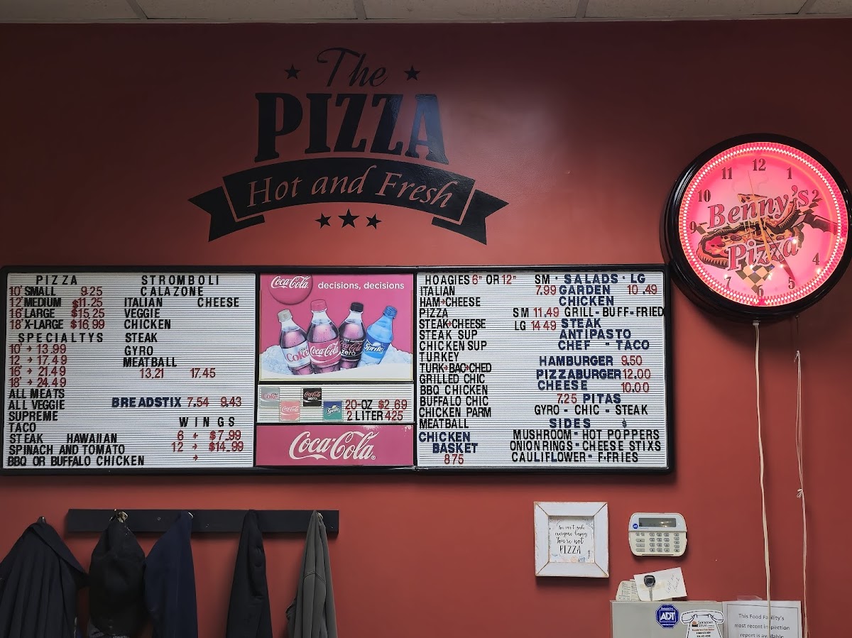 Benny's Pizza Photo Menu 1