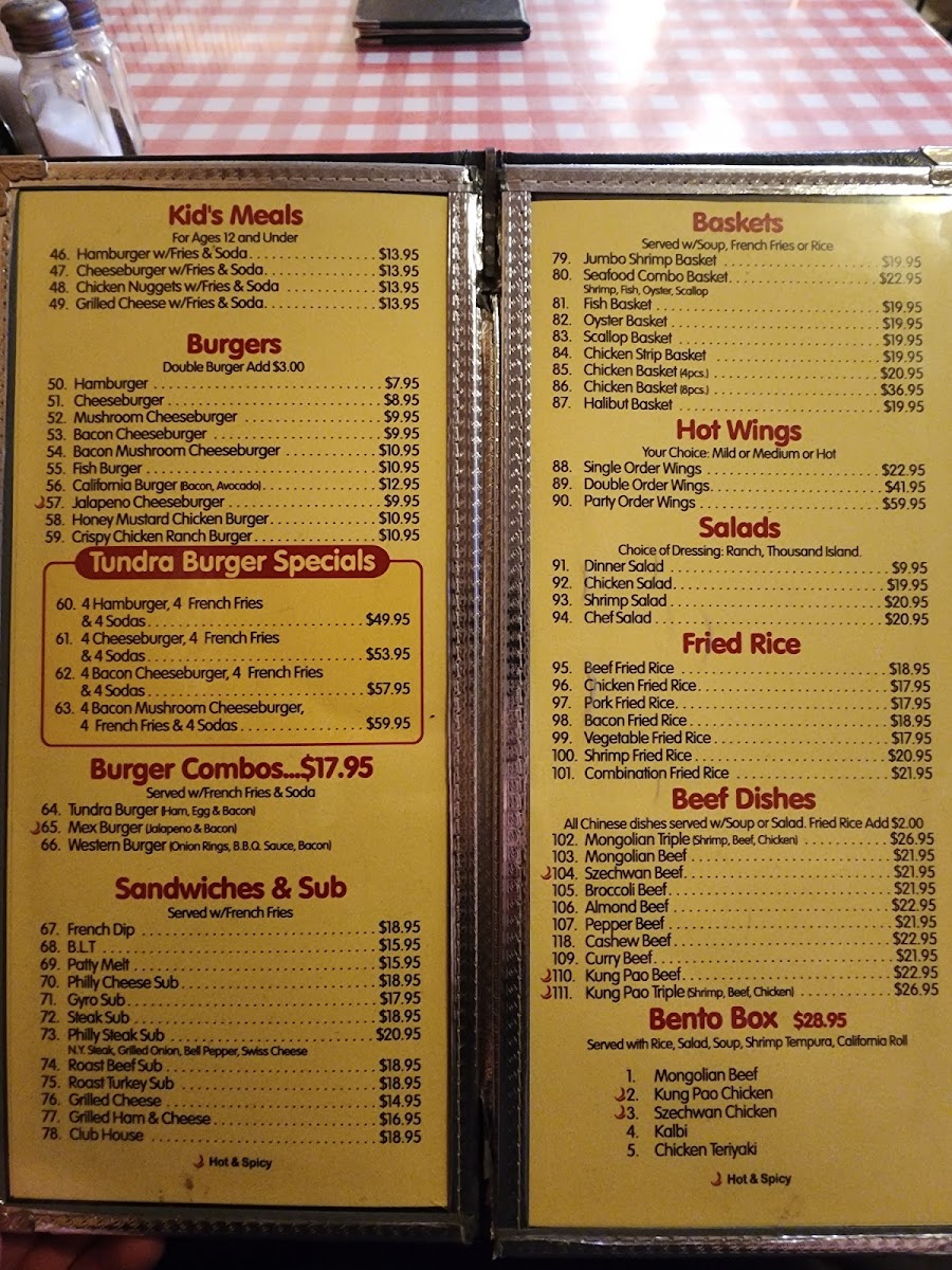 Tundra Restaurant Photo Menu 1