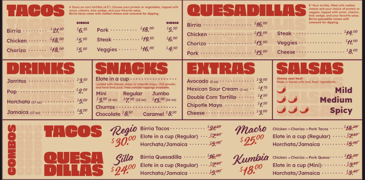 True North Tacos Photo Menu 1
