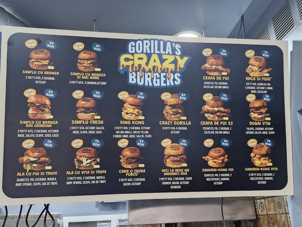 Gorilla’s Crazy Burgers - Mosilor Photo Menu 2