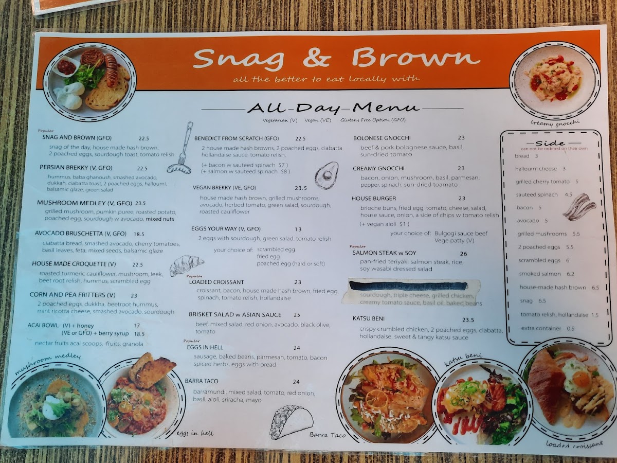 Snag & Brown Photo Menu 1