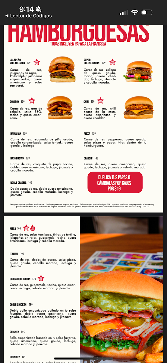Wing'O Puebla Photo Menu 3