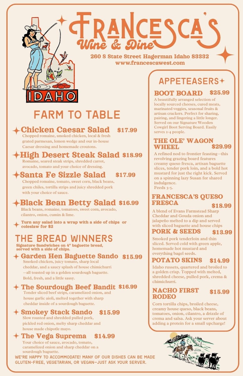 Francesca's Wine & Dine Photo Menu 2