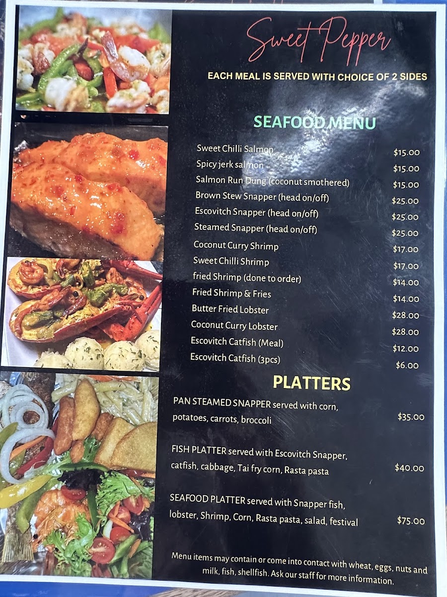 Sweet Pepper Caribbean American Restaurant Photo Menu 1