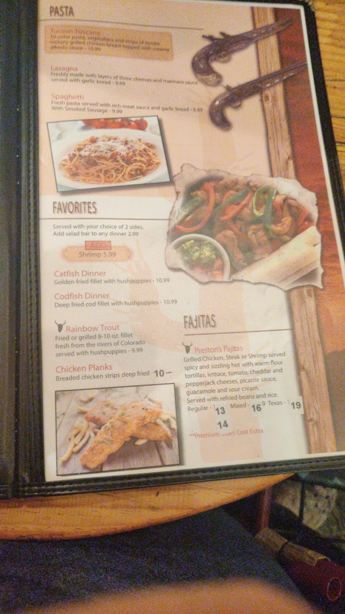 Preston's Steakhouse Photo Menu 1