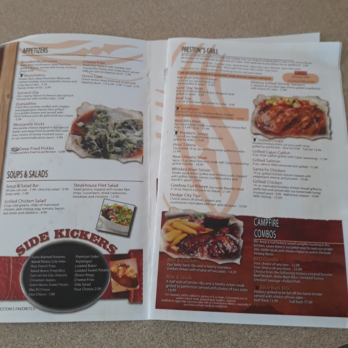 Preston's Steakhouse Photo Menu 2