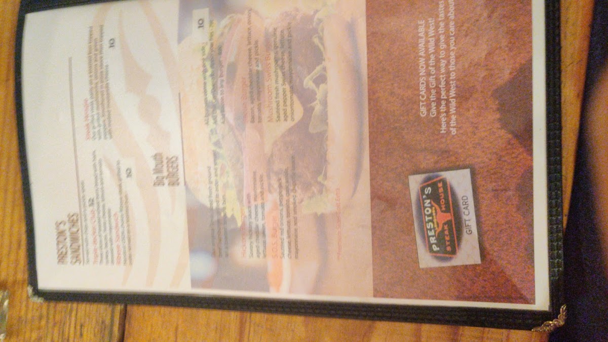 Preston's Steakhouse Photo Menu 6