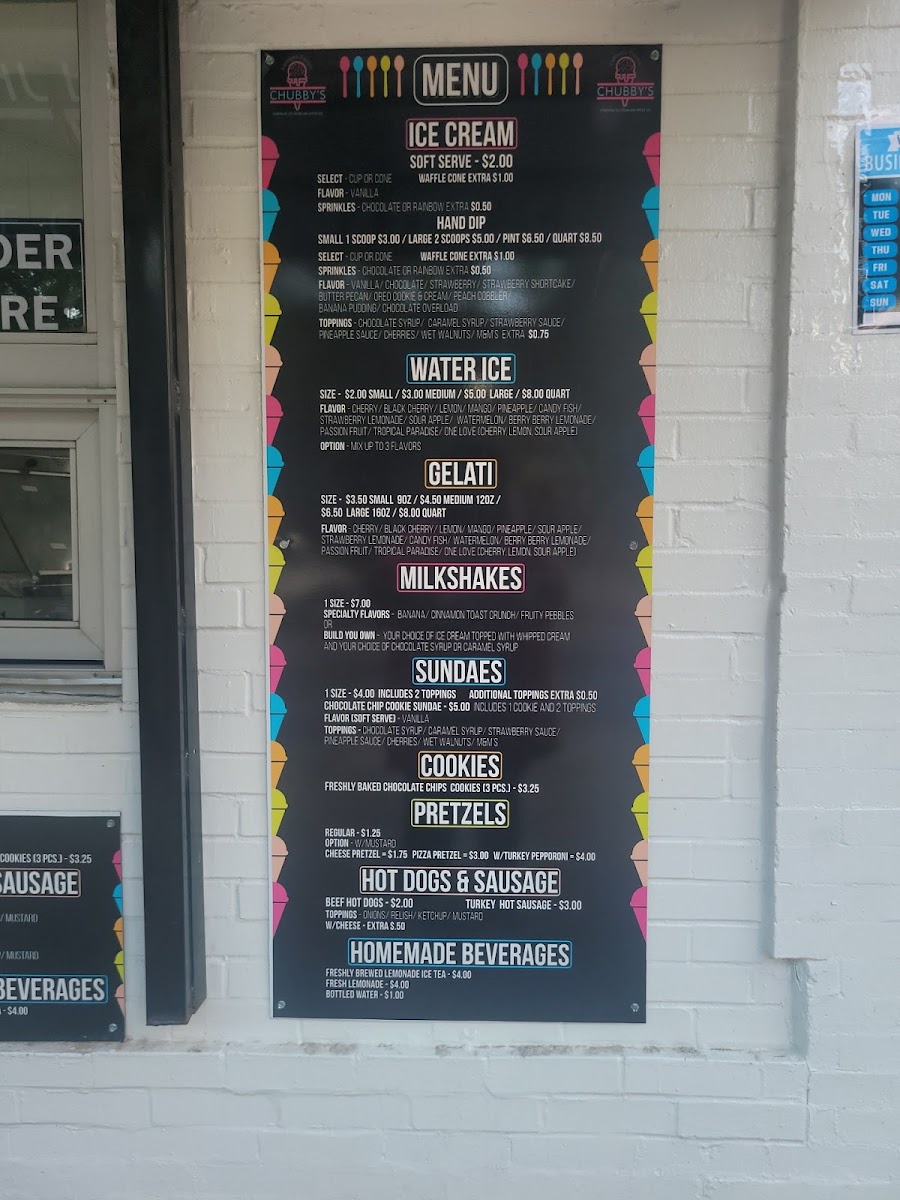 Chubby’s Fantastic Flavors Photo Menu 2