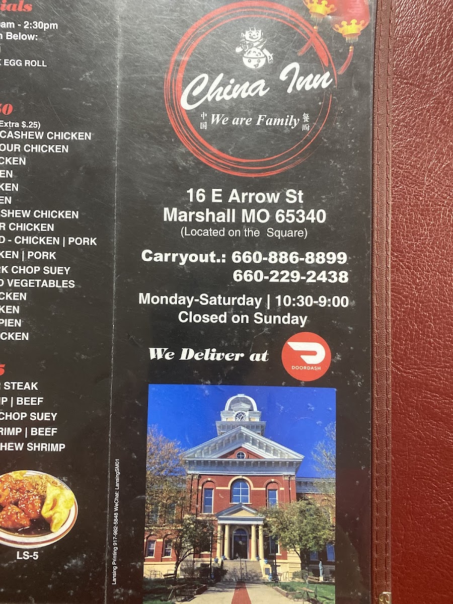 China Inn Restaurant Photo Menu 1