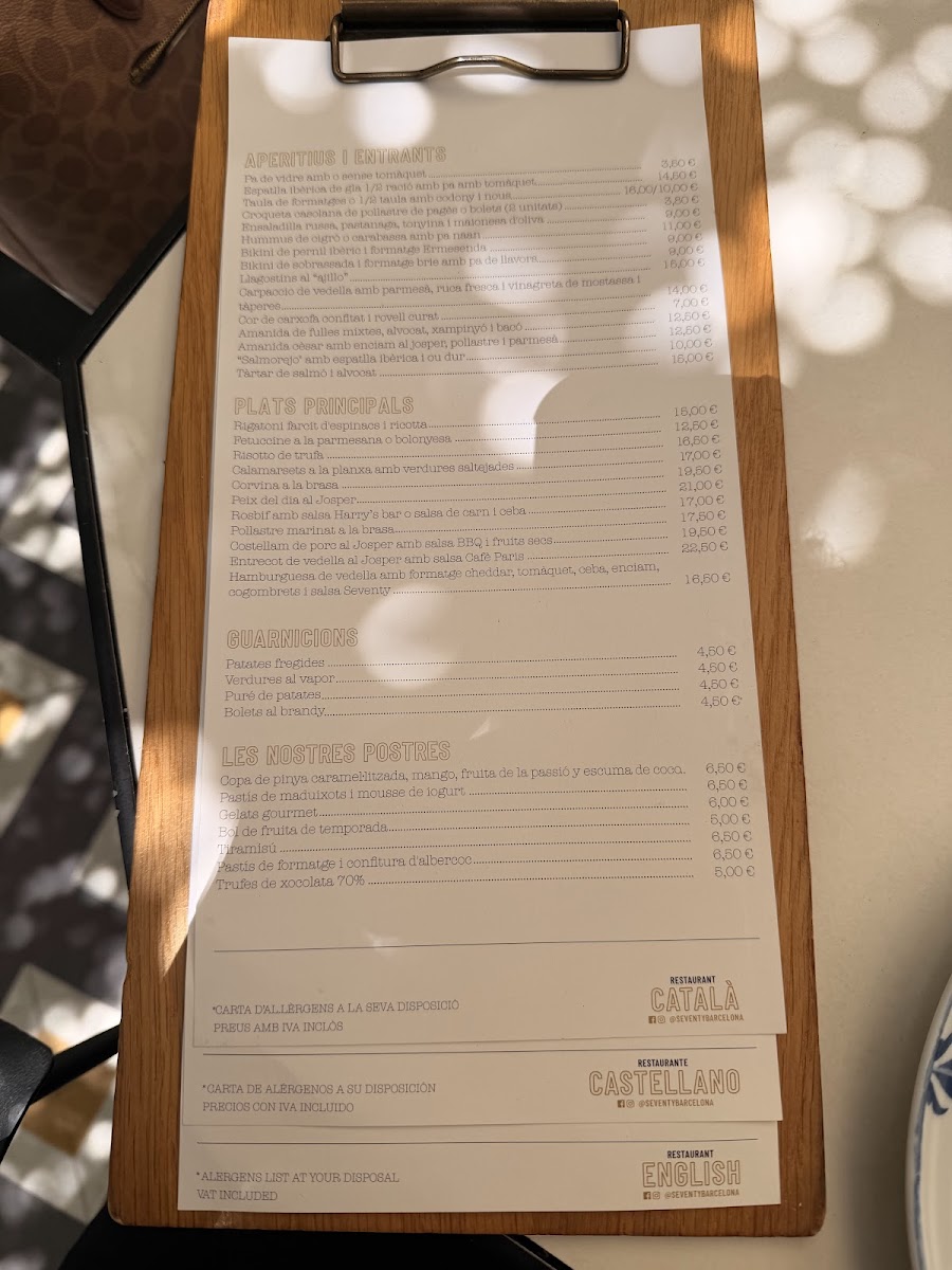 Seventy Gastro Photo Menu 1