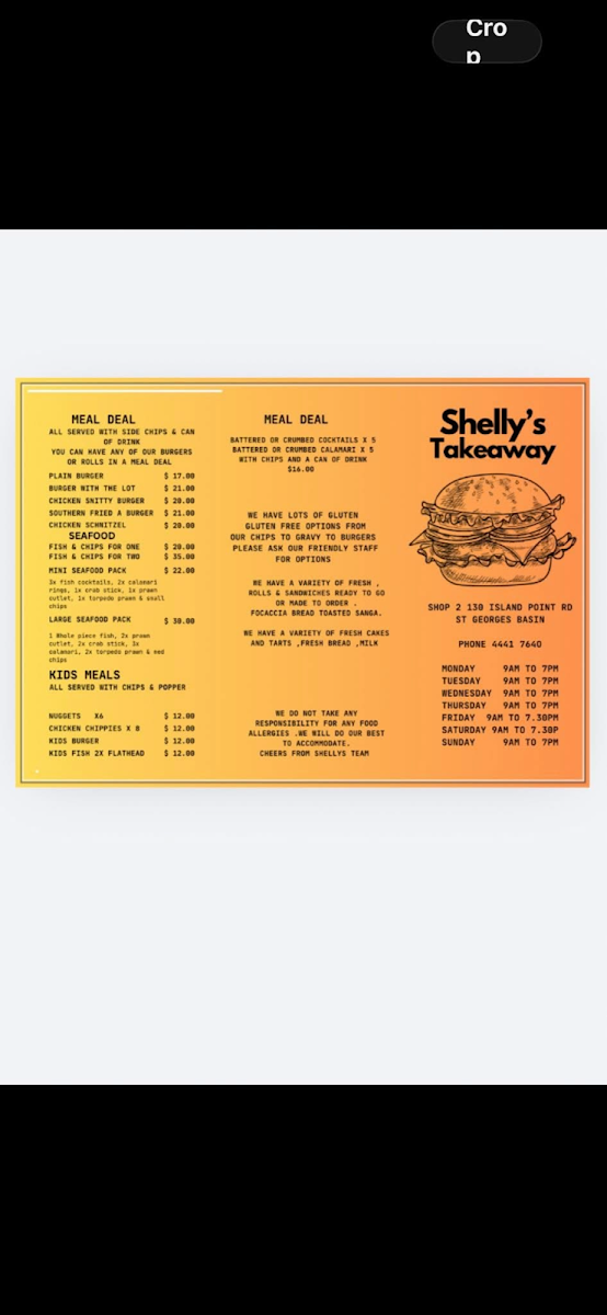 ST GEORGES BASIN SHELLYS TAKEAWAY Photo Menu 1