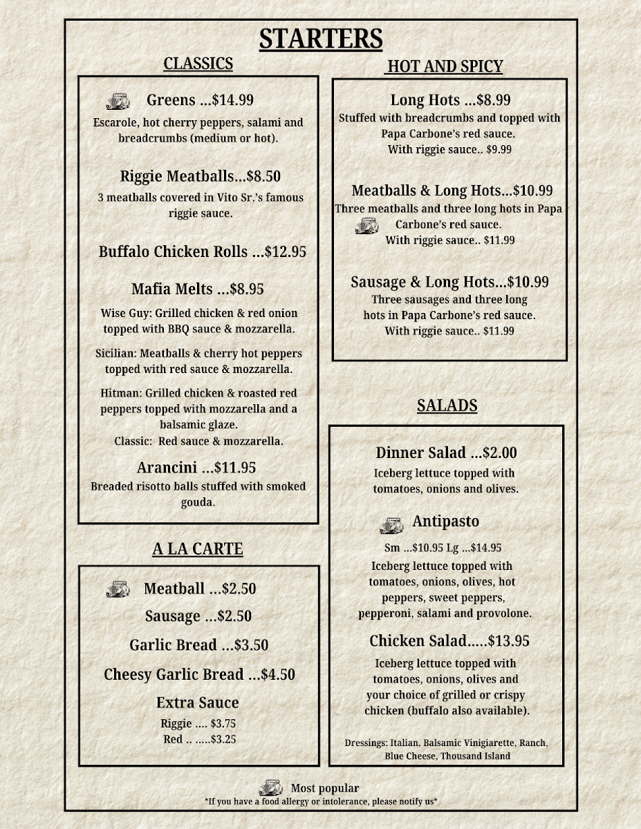 Godfather's Hideout Photo Menu 2