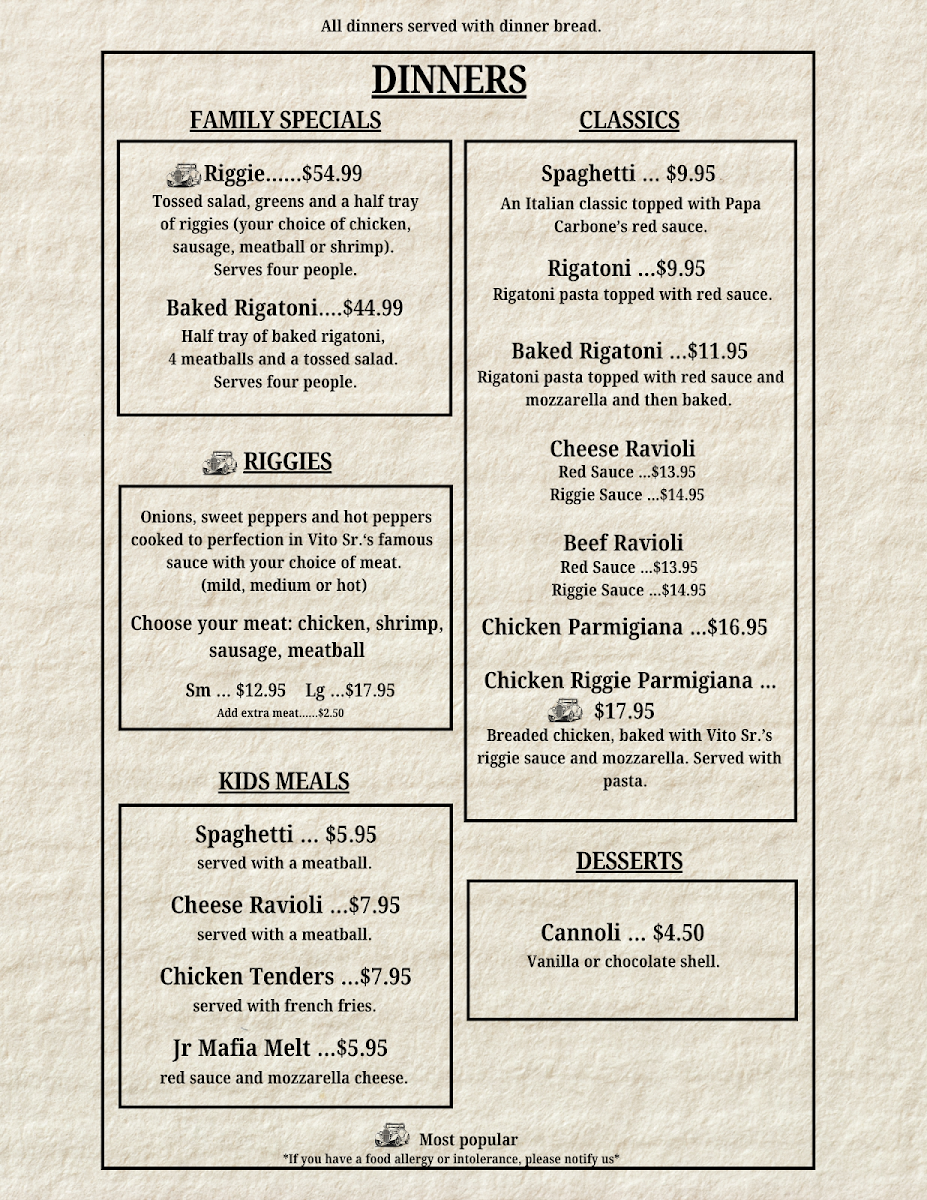 Godfather's Hideout Photo Menu 3