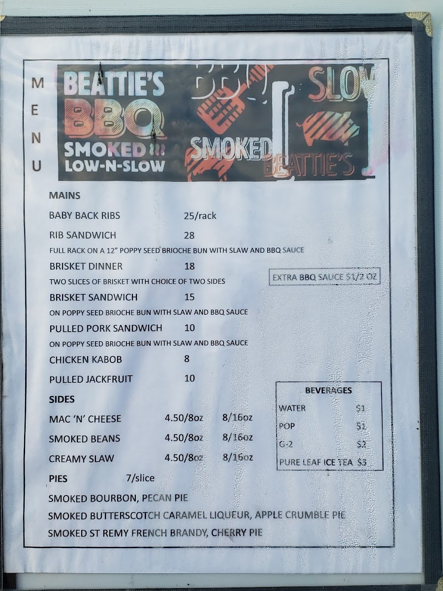 Beattie's BBQ Photo Menu 1