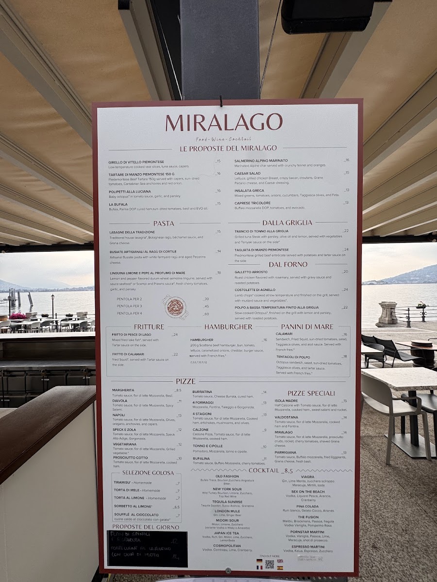 Miralago cocktail bar and food Photo Menu 1