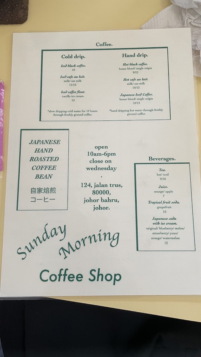 Sunday Morning Coffee Shop Photo Menu 9