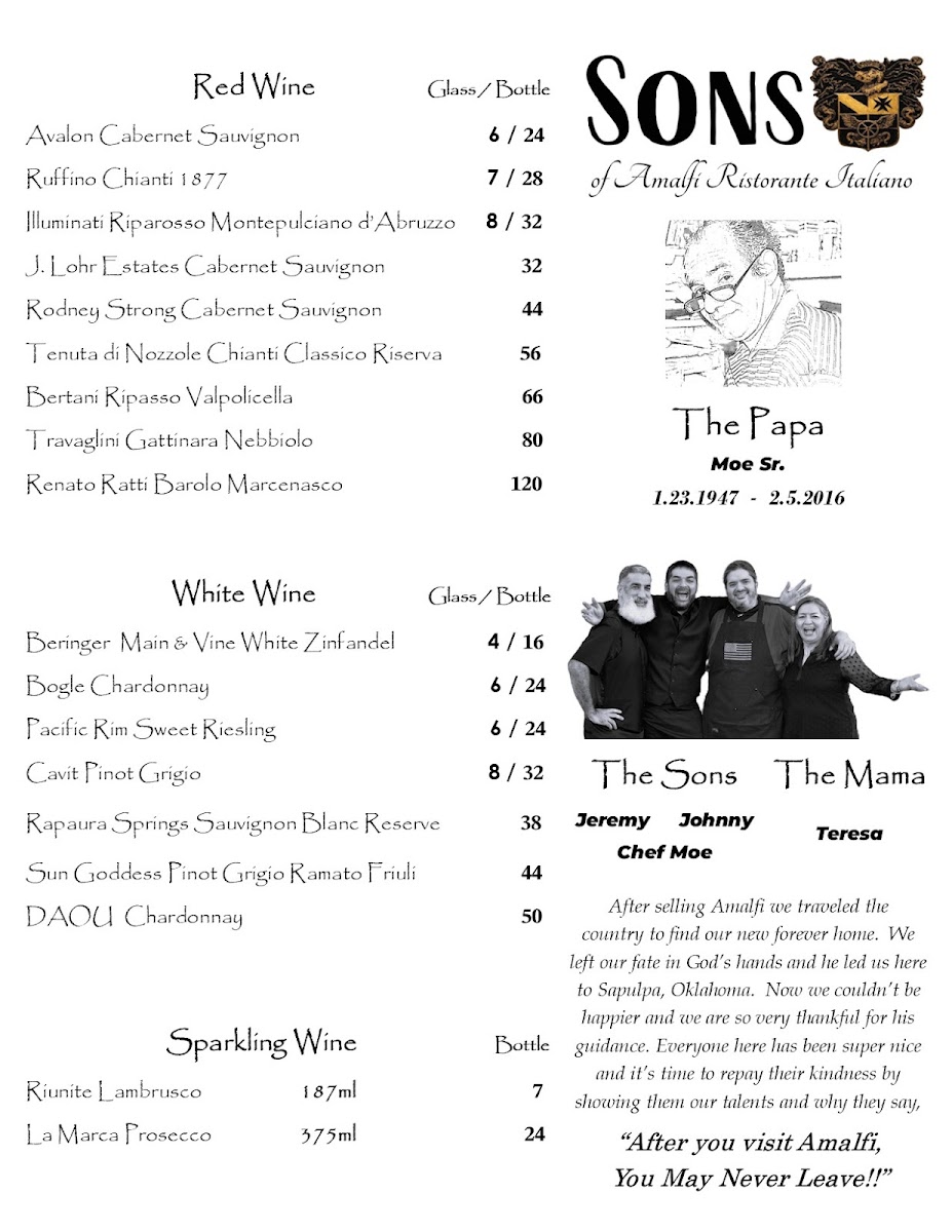 Sons of Amalfi Photo Menu 6