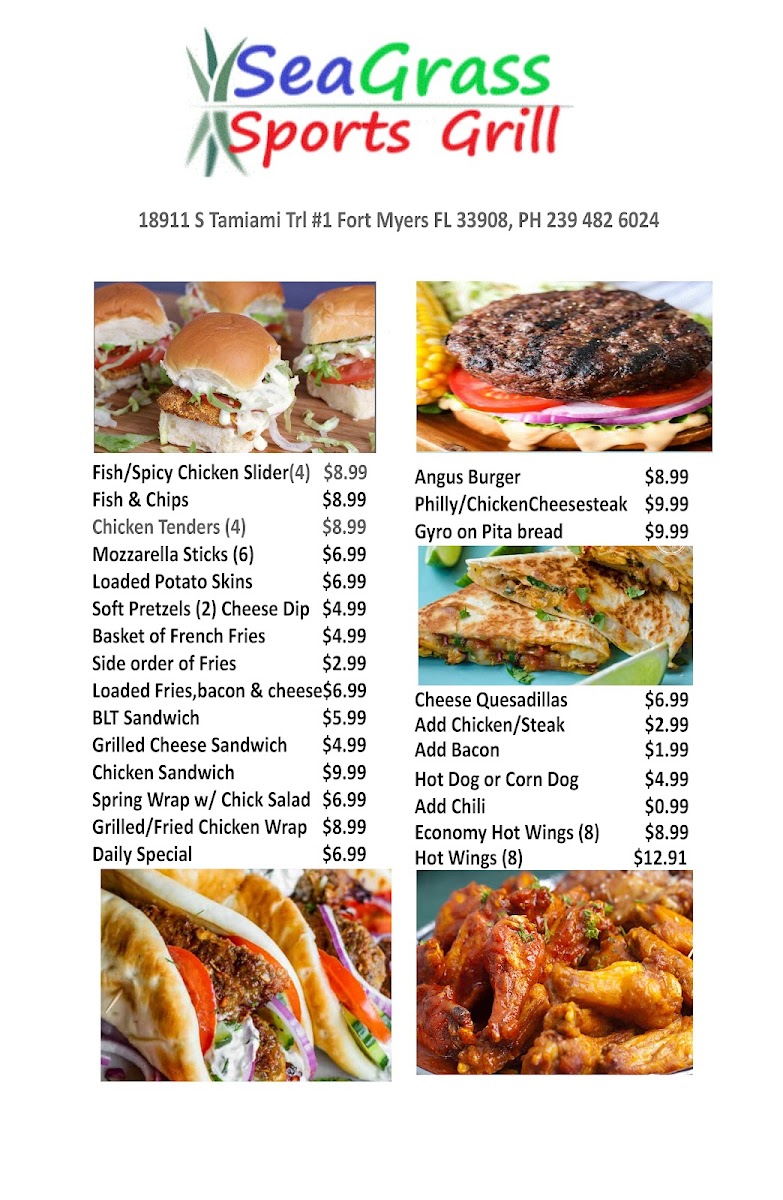 Sea Grass Sports Grill Photo Menu 1