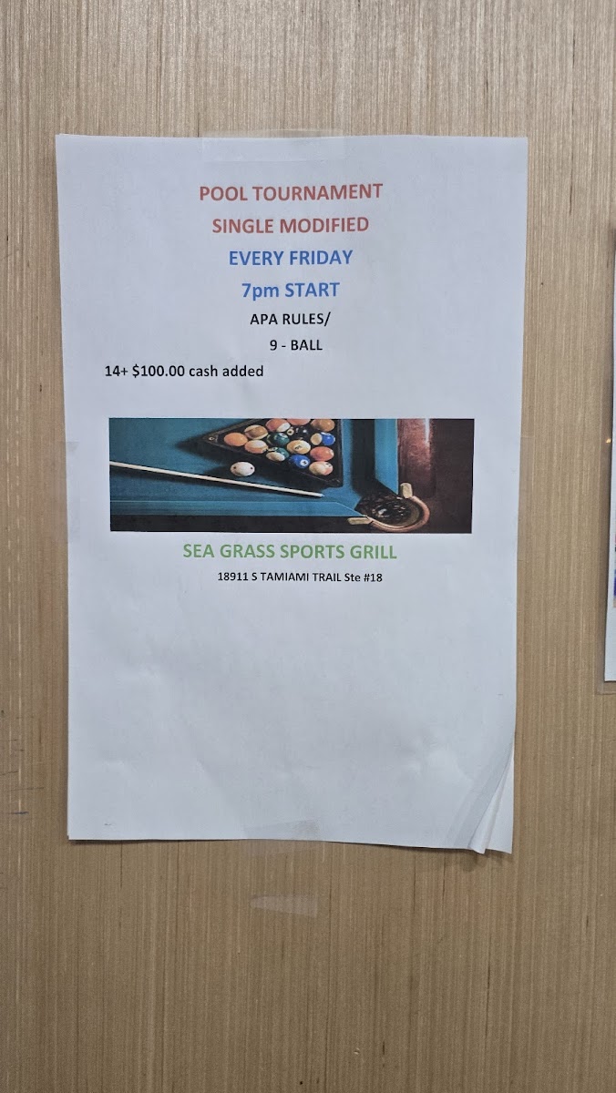 Sea Grass Sports Grill Photo Menu 2