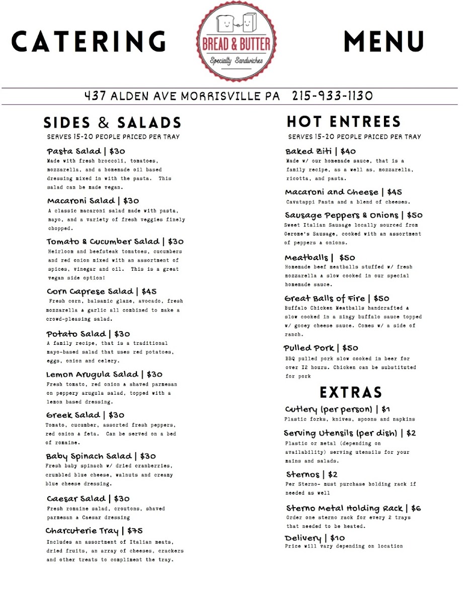 Bread and Butter Specialty Sandwiches Photo Menu 2