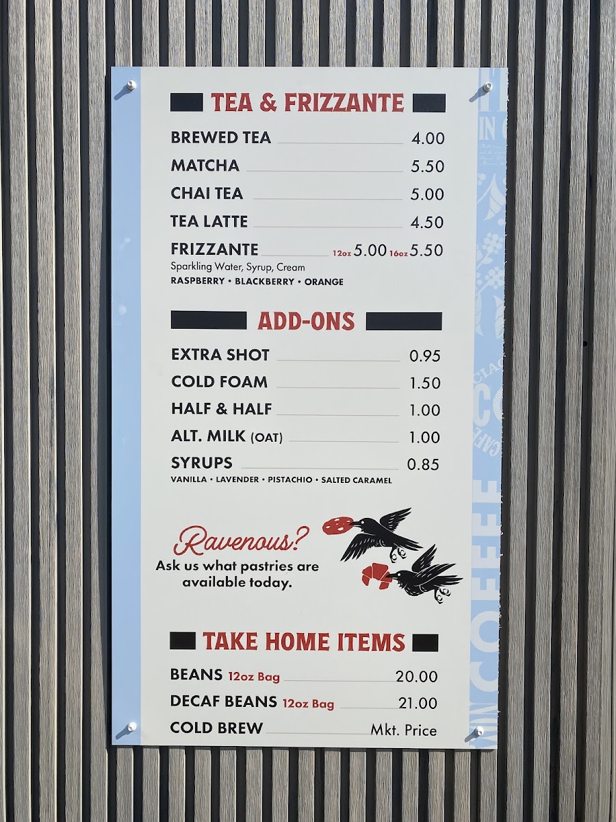 Corvo Coffee Photo Menu 1