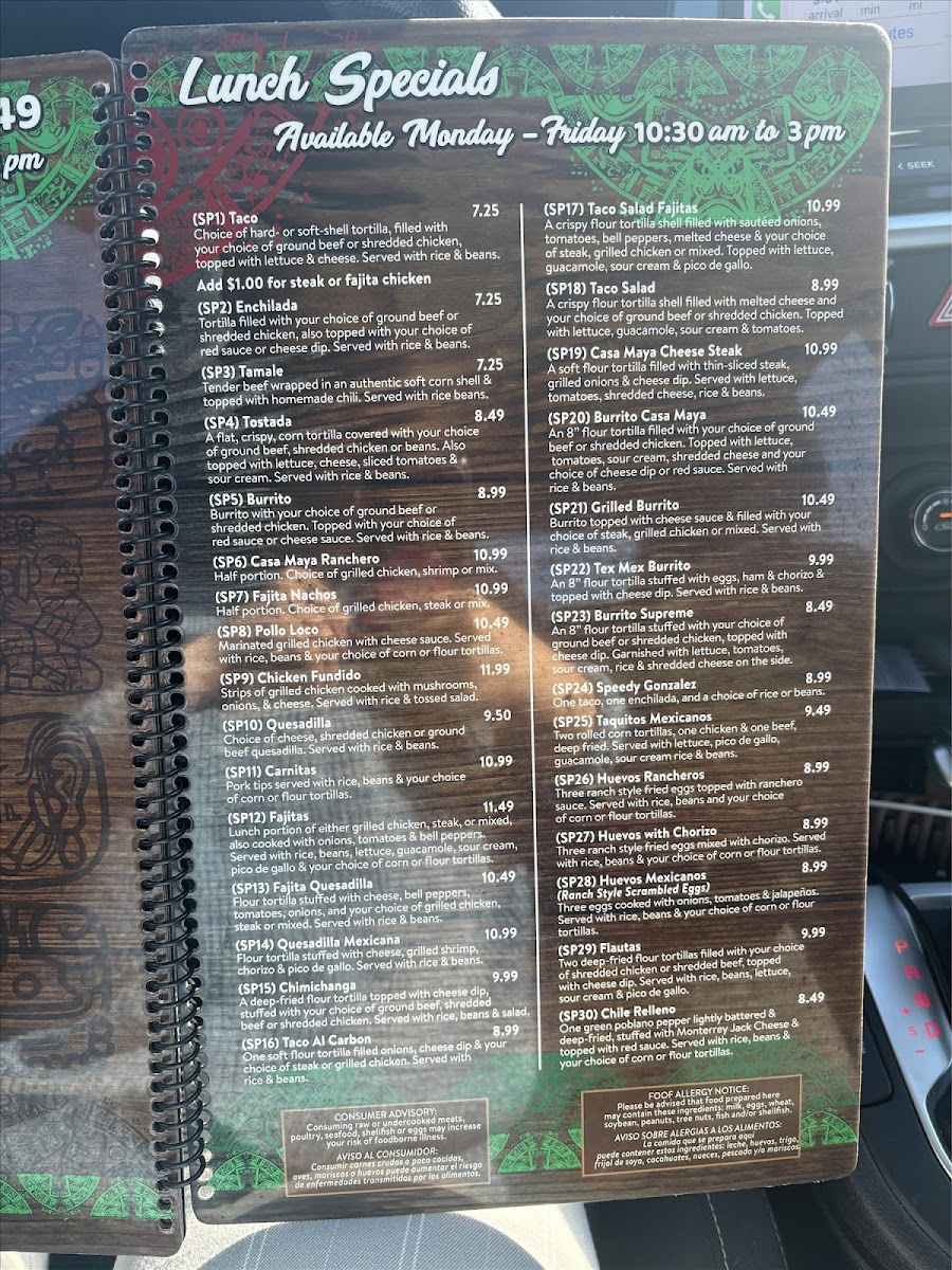 Casa Maya Inc Photo Menu 1