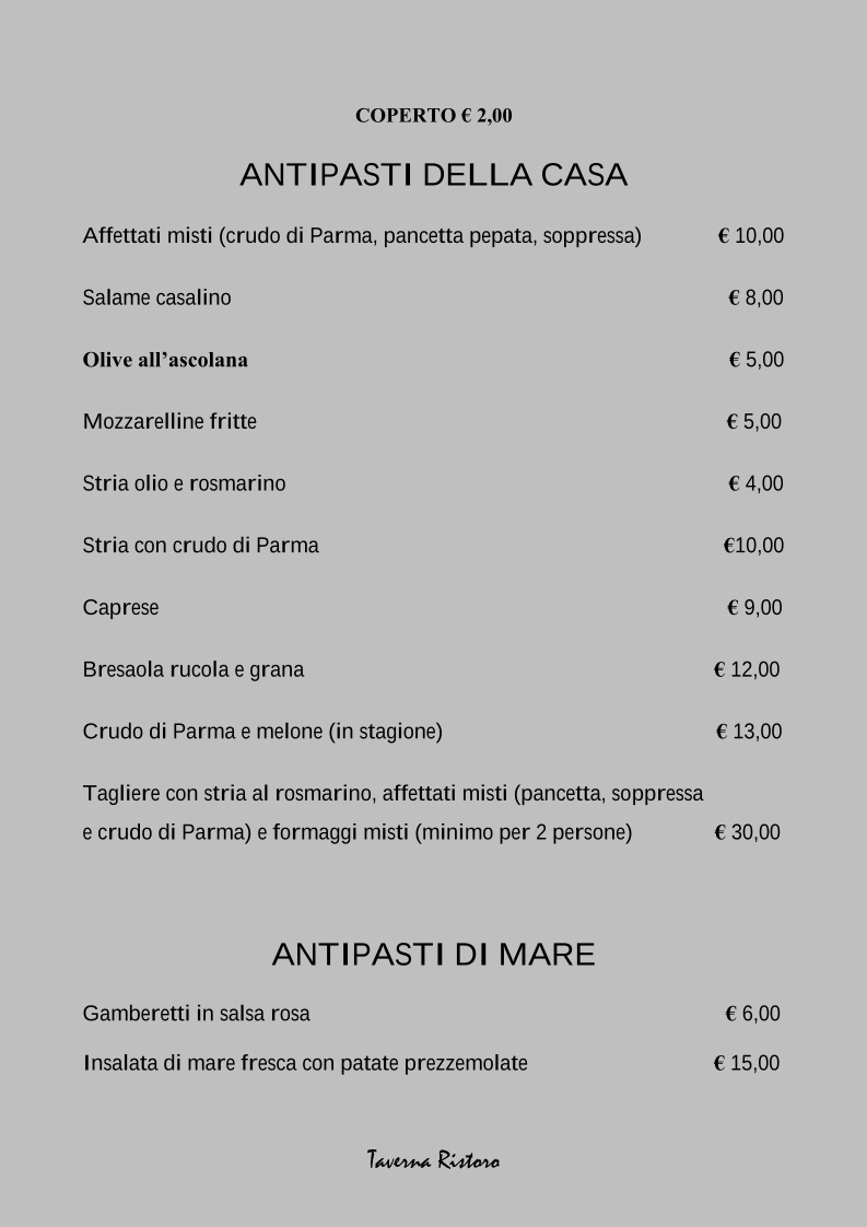 Taverna Ristoro Di Frattini Rosella Susie Photo Menu 10