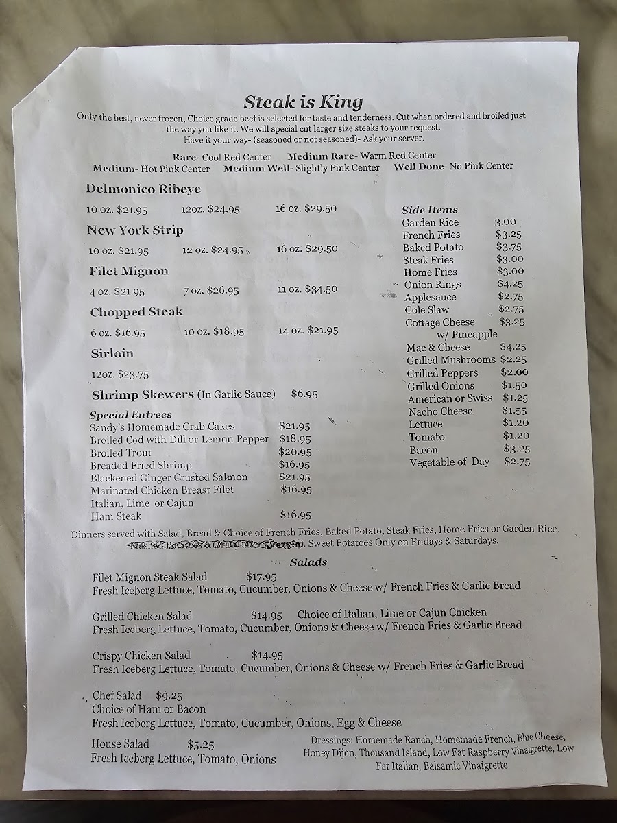 Duke's Steakhouse Photo Menu 2