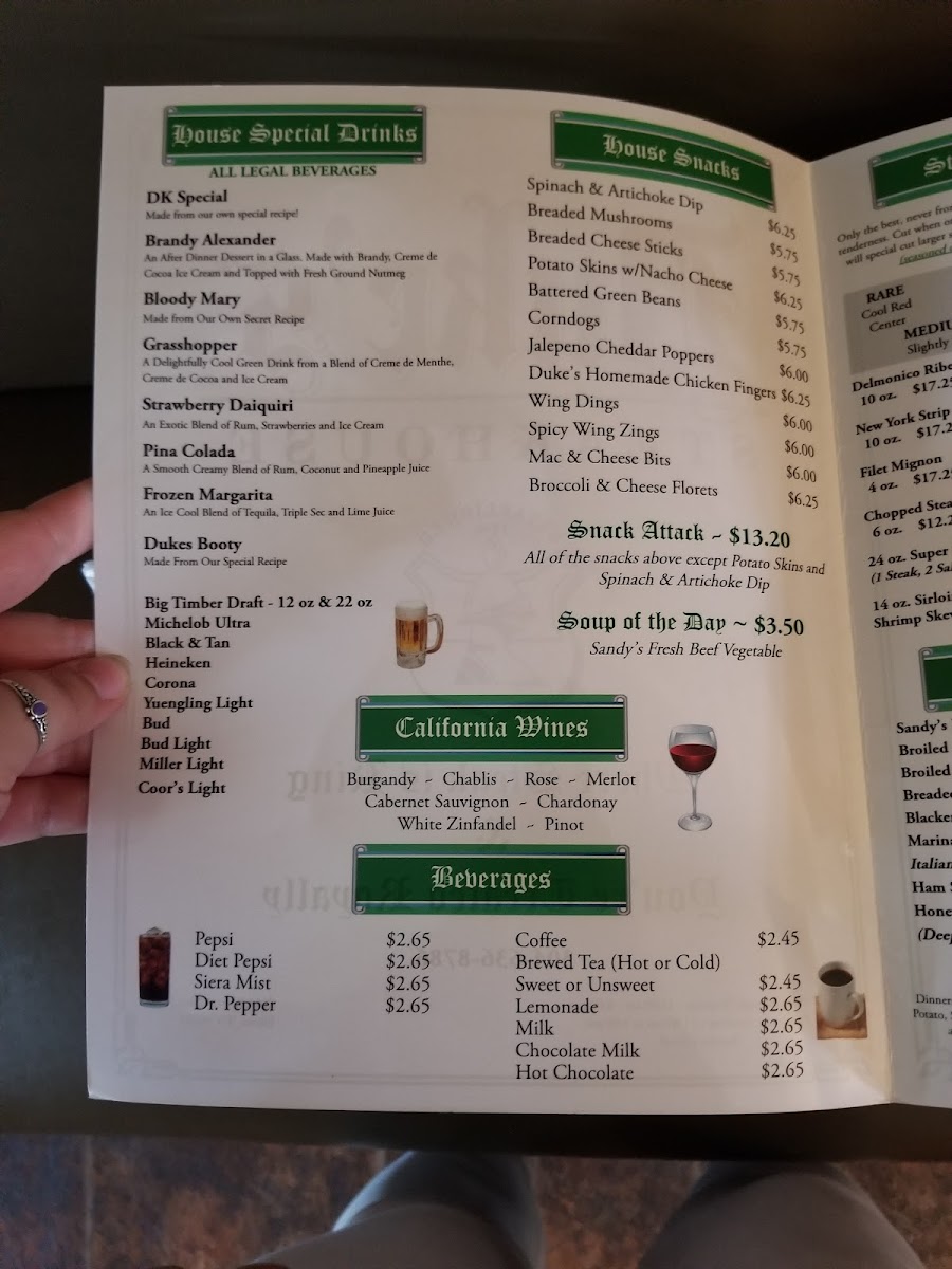 Duke's Steakhouse Photo Menu 4