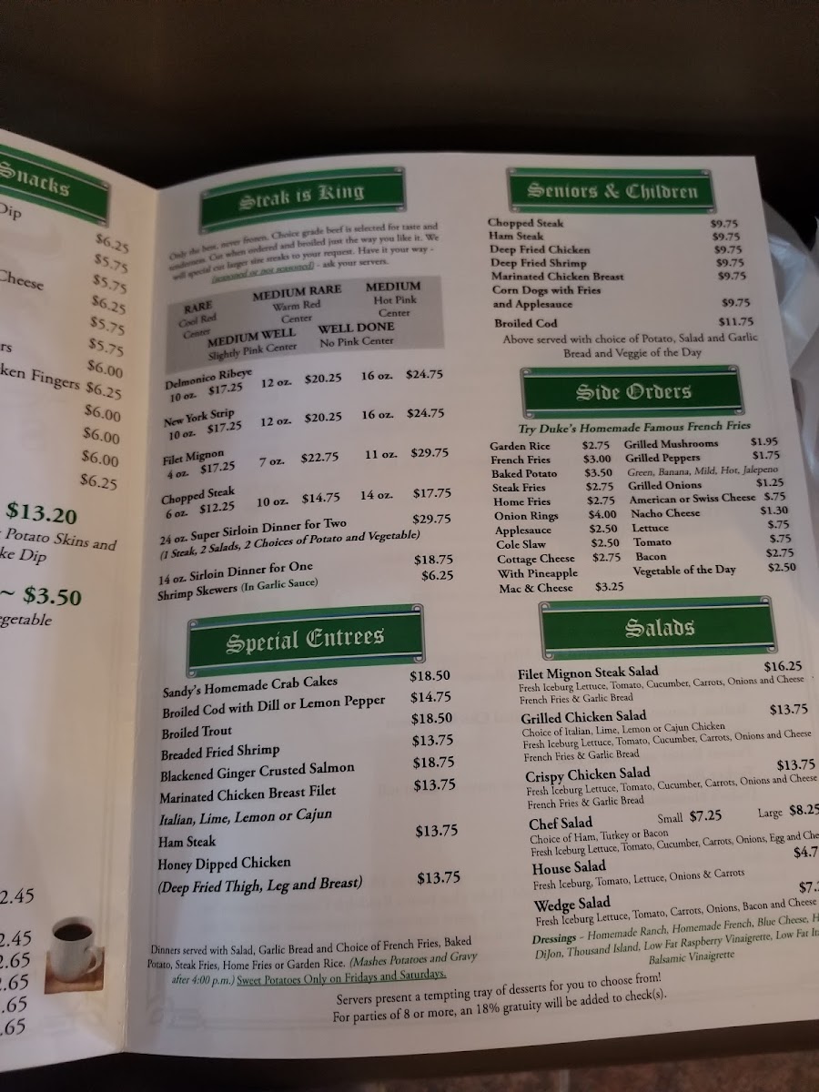 Duke's Steakhouse Photo Menu 5