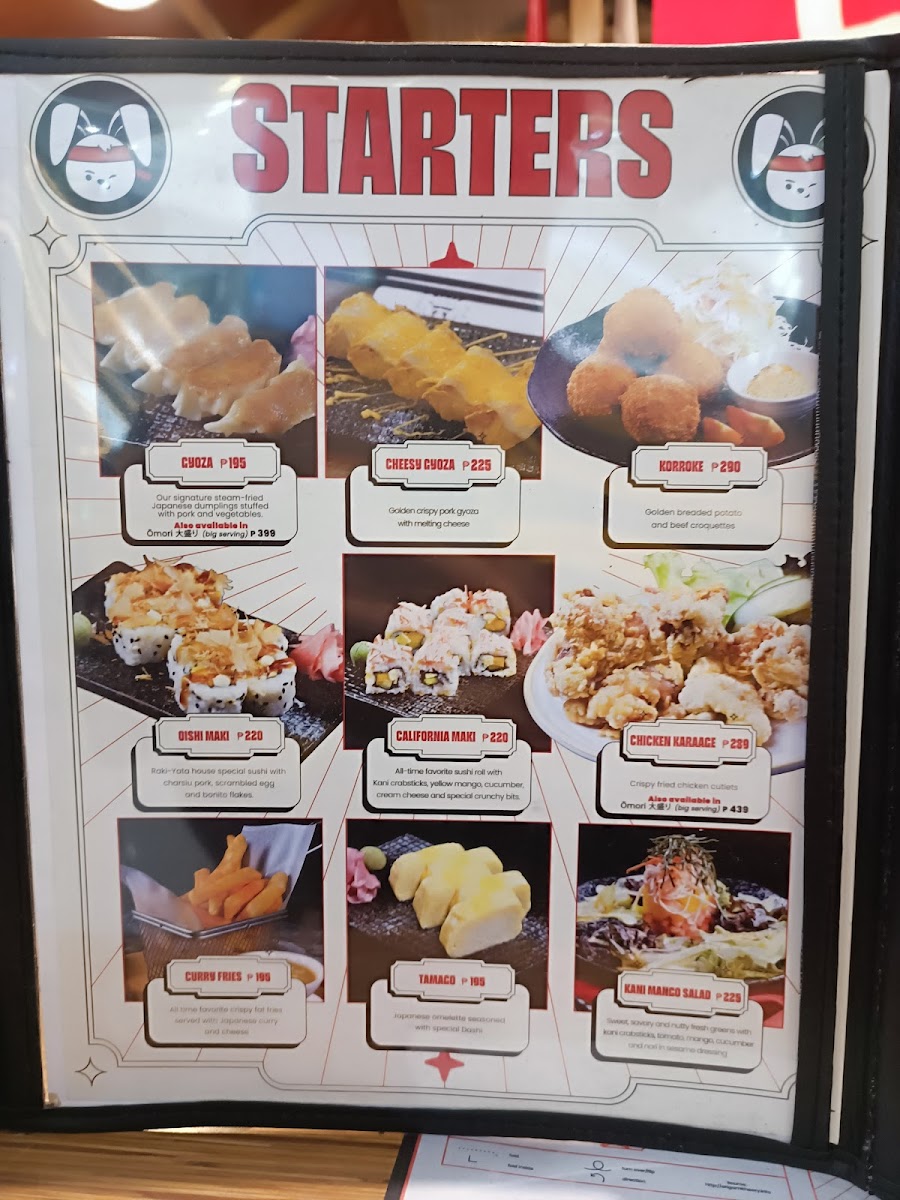 Raki-Yata Ramen SM CDO Downtown Photo Menu 3