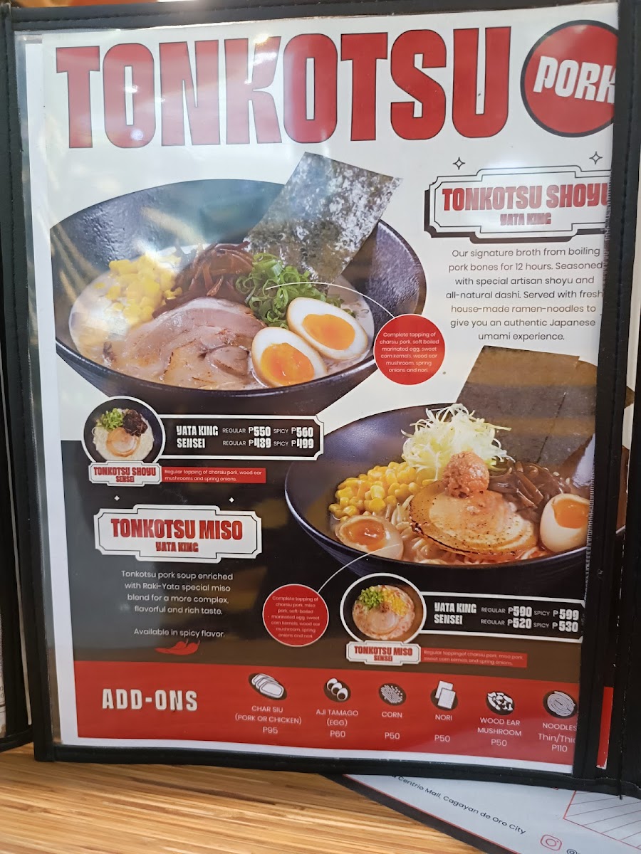 Raki-Yata Ramen SM CDO Downtown Photo Menu 6
