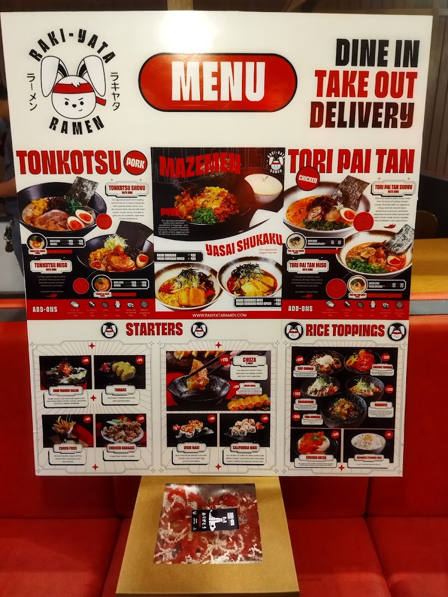 Raki-Yata Ramen SM CDO Downtown Photo Menu 8