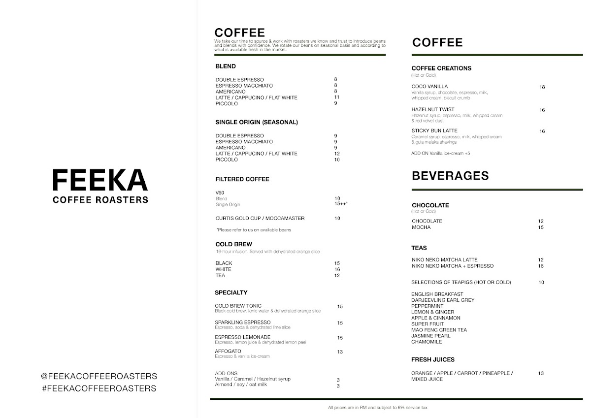 FEEKA by the Park Photo Menu 10
